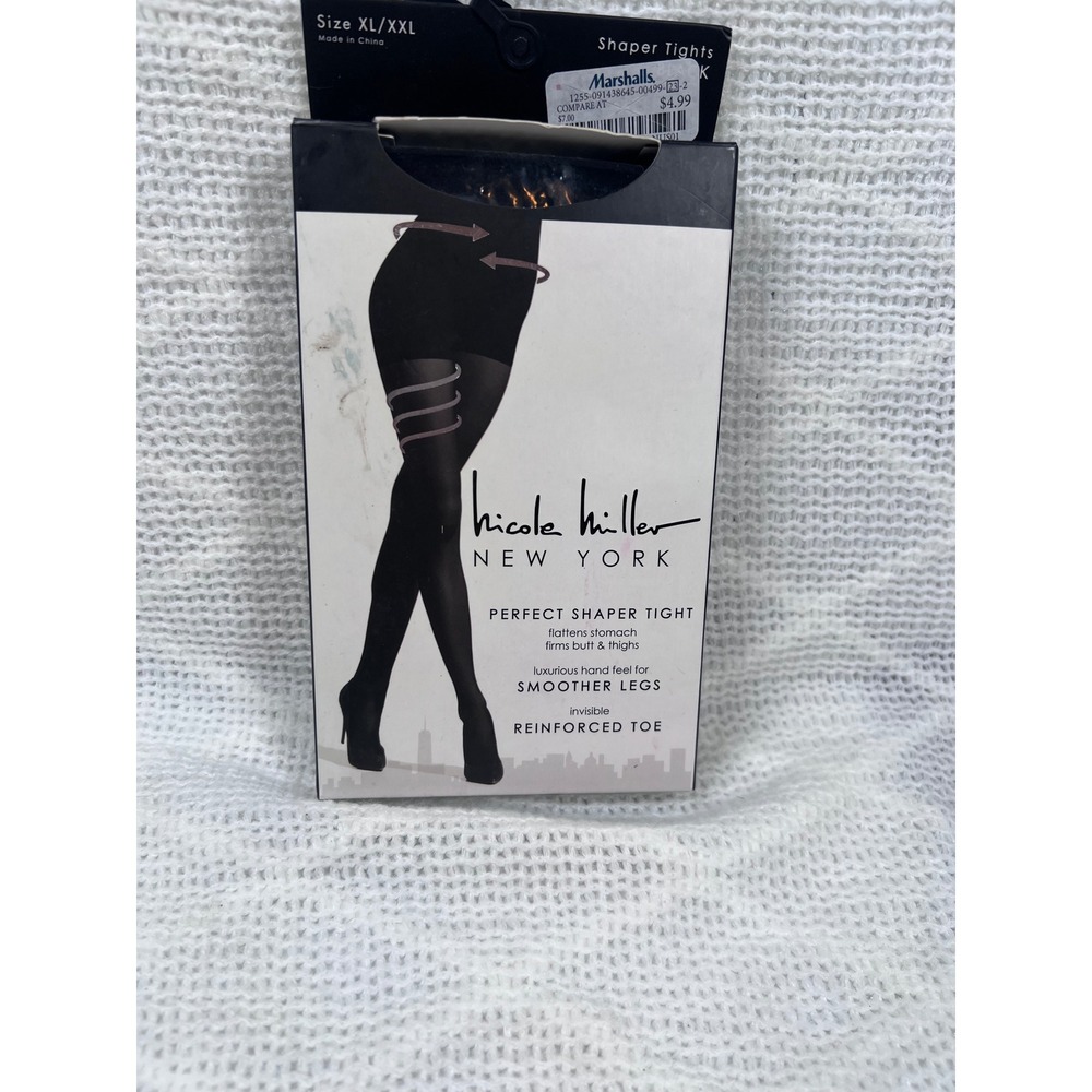 Nicole Miller Perfect Shaper‎ Tight Women XL/XXL Black Reinforced Toe NIB